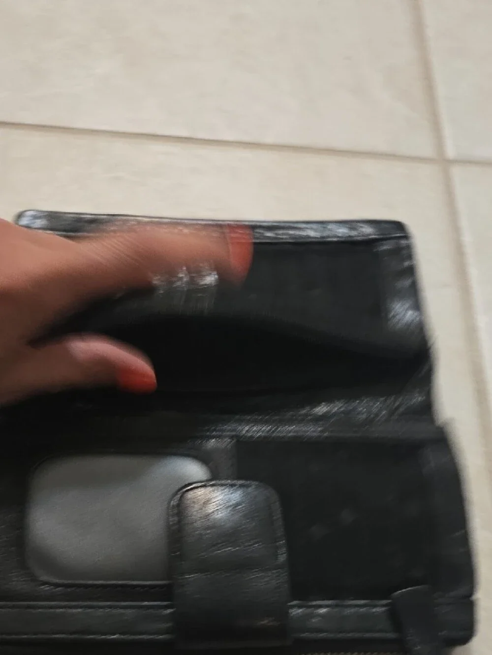 Fossil Black Leather Zip & Flap Wallet with Gold Plate